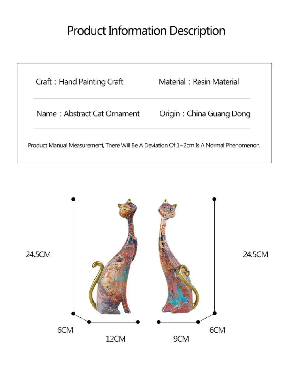 Abstract Colorful Cat Figurine Set Decorative Sculptures