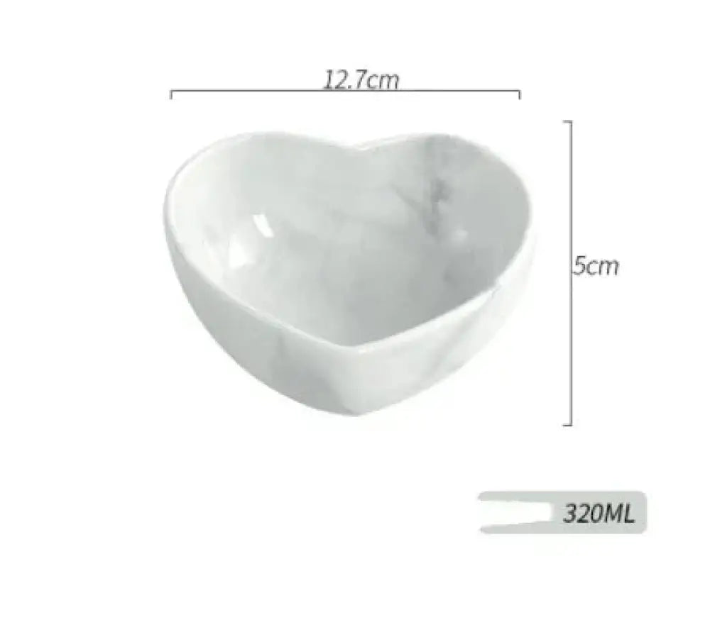 Nordic Marbled Heart Ceramic Dinnerware Set