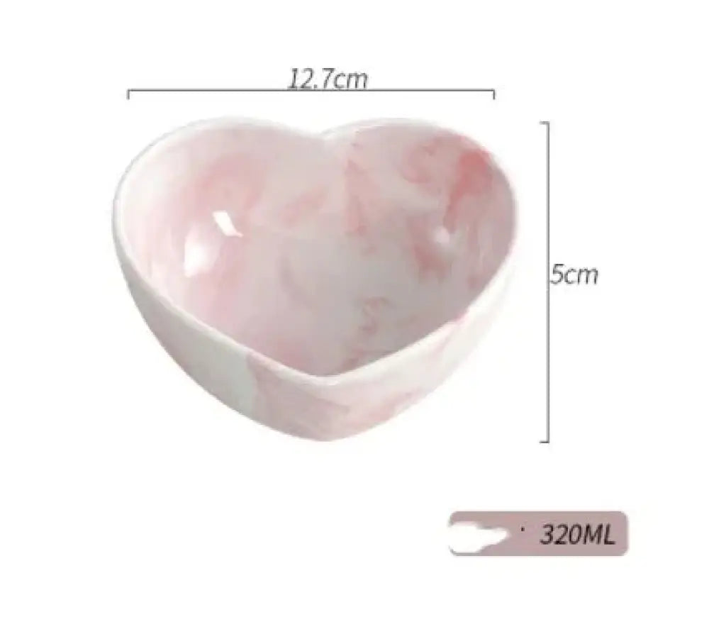 Nordic Marbled Heart Ceramic Dinnerware Set