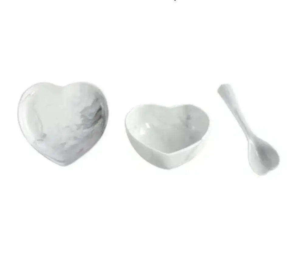Nordic Marbled Heart Ceramic Dinnerware Set