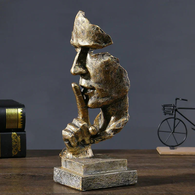 Modern Abstract Silence Face Sculpture for Contemporary Home Decor