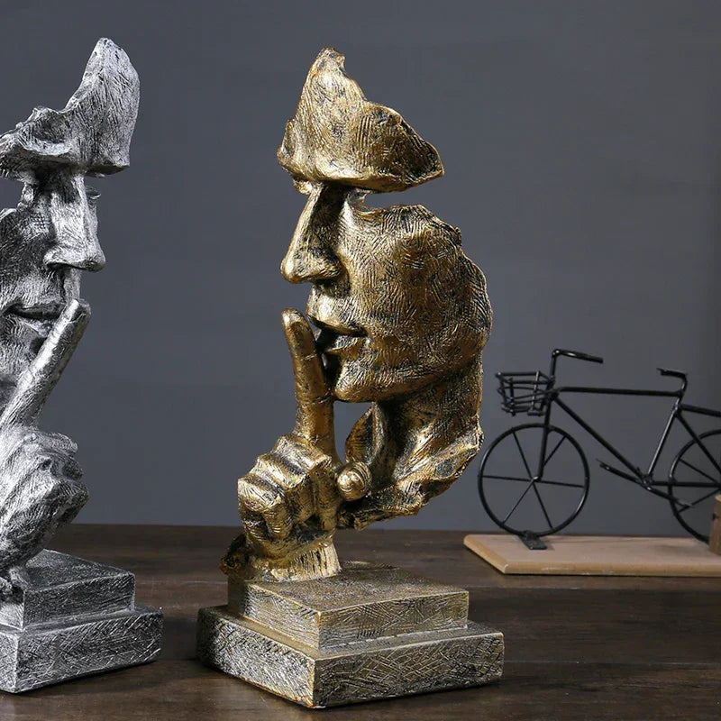 Modern Abstract Silence Face Sculpture for Contemporary Home Decor