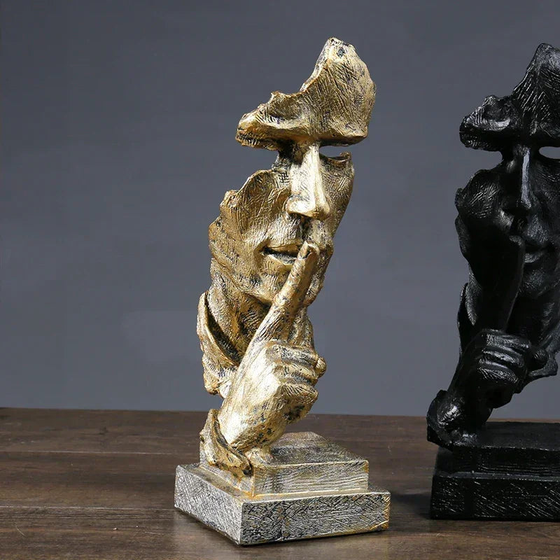 Modern Abstract Silence Face Sculpture for Contemporary Home Decor