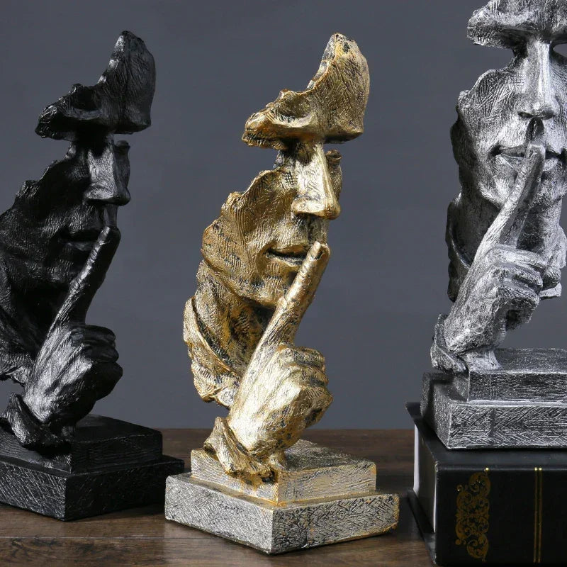 Modern Abstract Silence Face Sculpture for Contemporary Home Decor