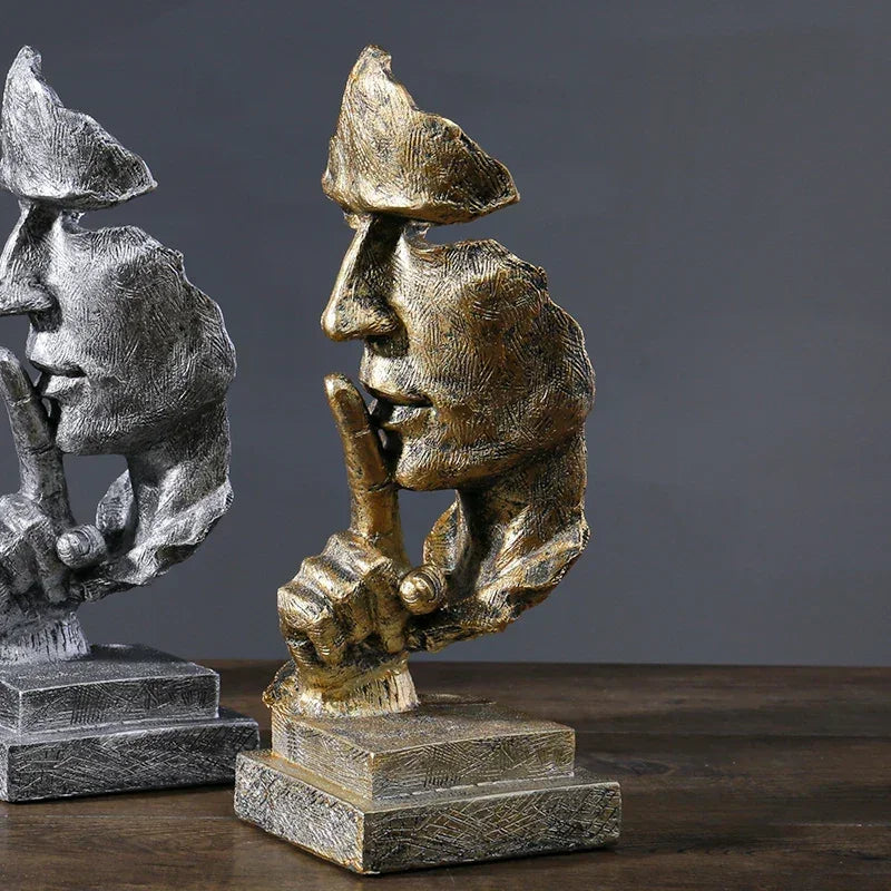 Modern Abstract Silence Face Sculpture for Contemporary Home Decor