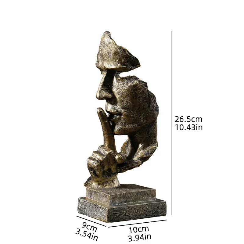Modern Abstract Silence Face Sculpture for Contemporary Home Decor
