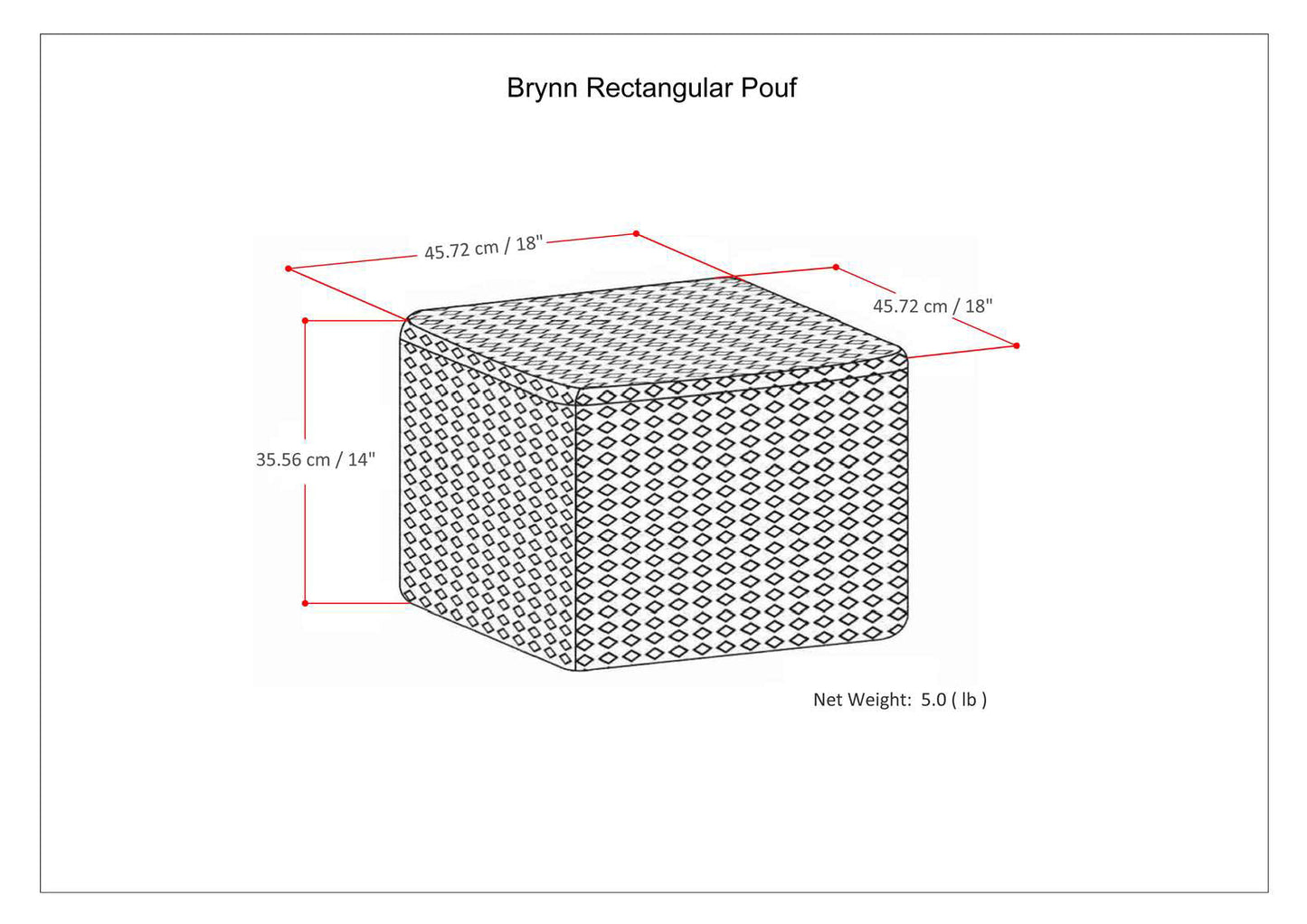 Brynn 18 Inch Wide Square Pouf in Patterned