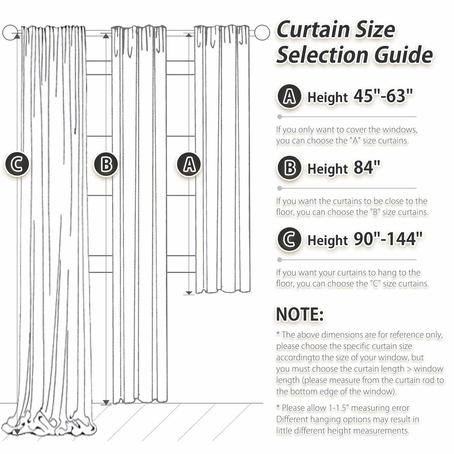 PANGSINNE 63in Blackout Linen Curtains 2 Panels Dusty Blue 52x63in