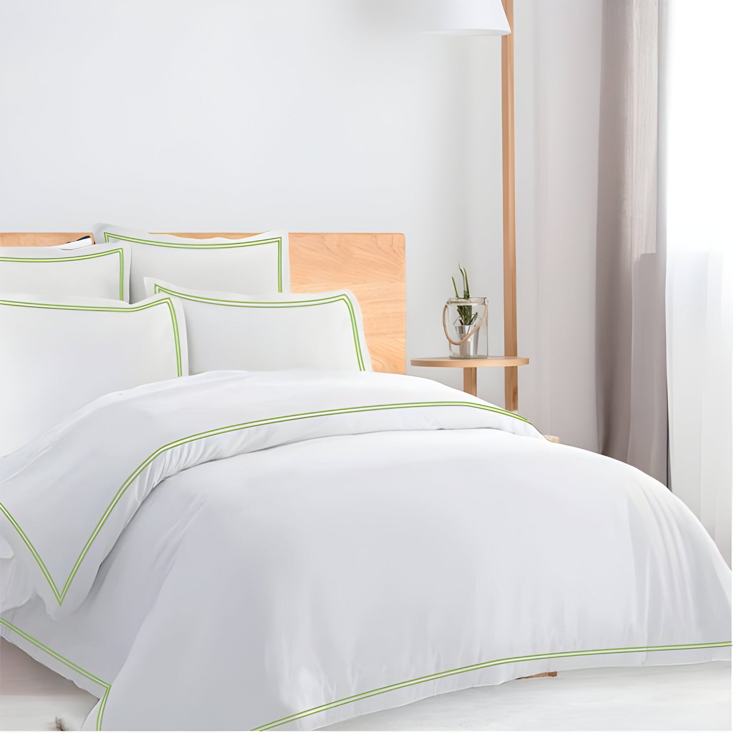 400TC Cotton Double Edge Embroidery Sateen Solid Duvet Cover Set