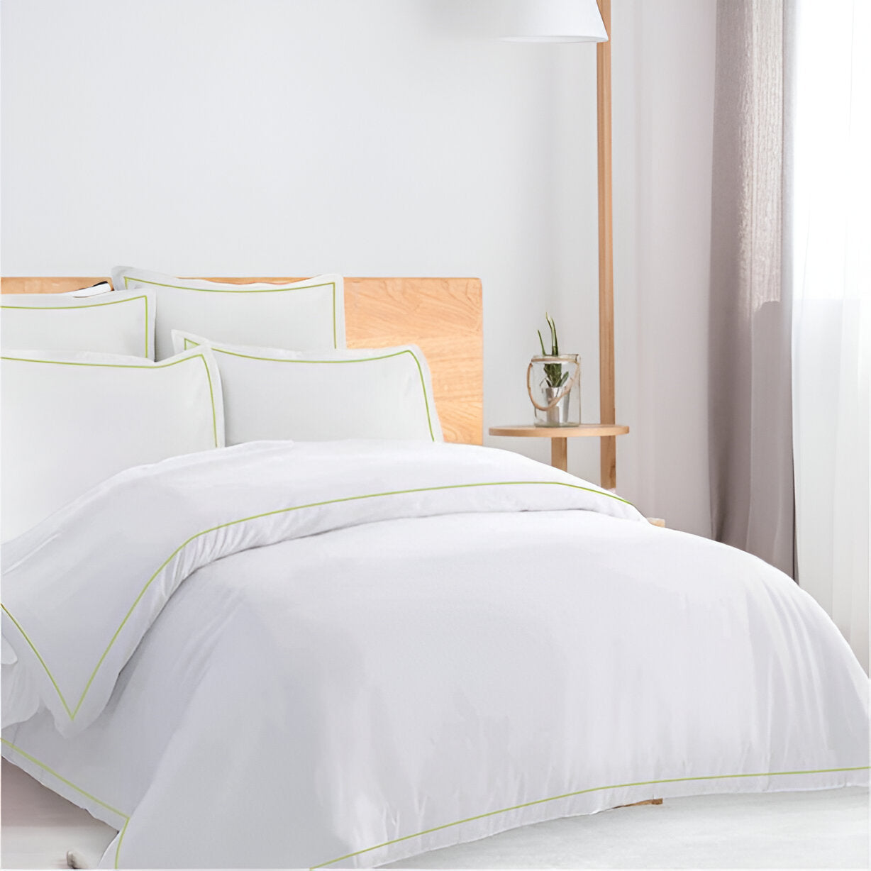 400TC Cotton Single Edge Embroidery Sateen Solid Duvet Cover Set