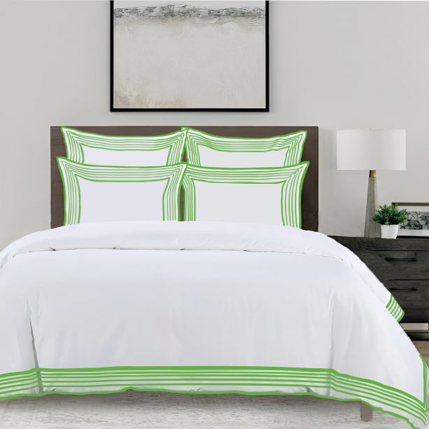 Smart Border 400TC Cotton Embroidery Sateen Solid Duvet Cover Set