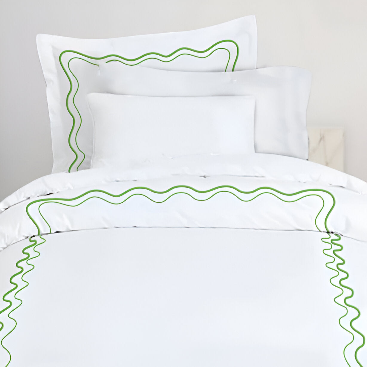 Double Wavy Embroidered Cotton Duvet Cover Set