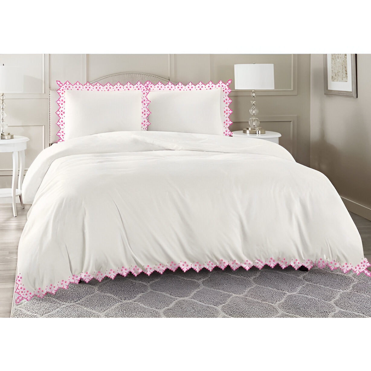 Elegant Flower Embroidered Duvet Cover Set