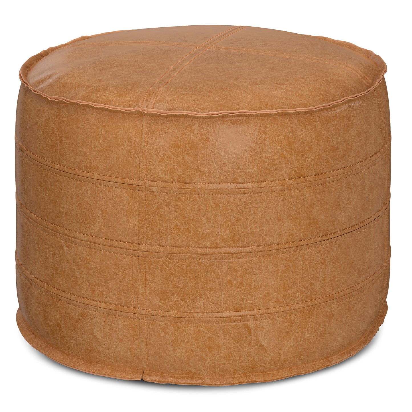 Brody 20 Inch Wide Round Pouf in Distressed