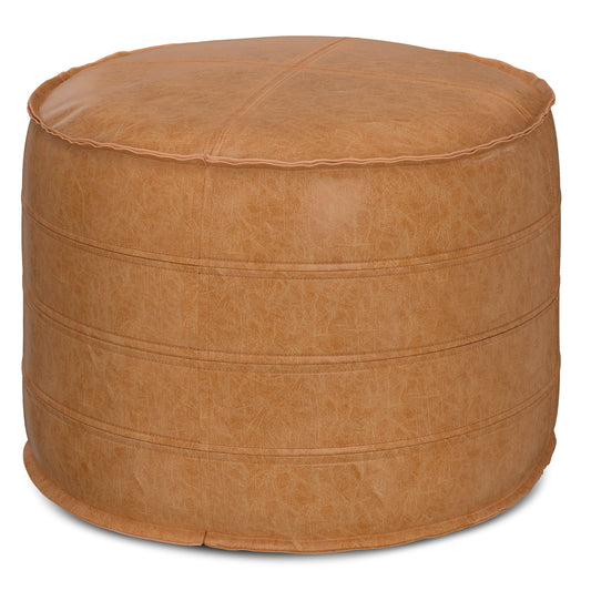 Brody 20 Inch Wide Round Pouf in Distressed