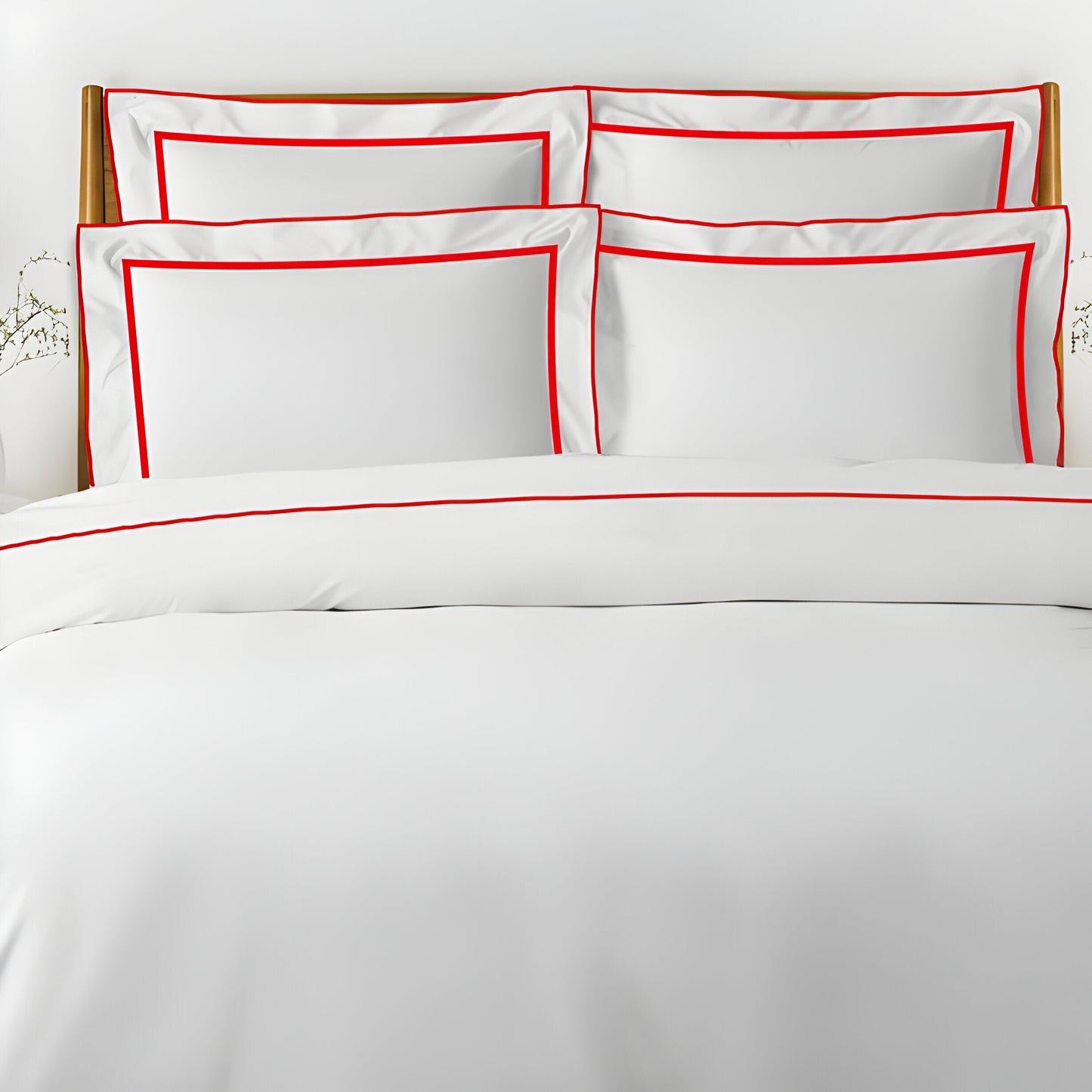 400TC Embroidery & Border Cotton Sateen Solid Duvet Cover Set
