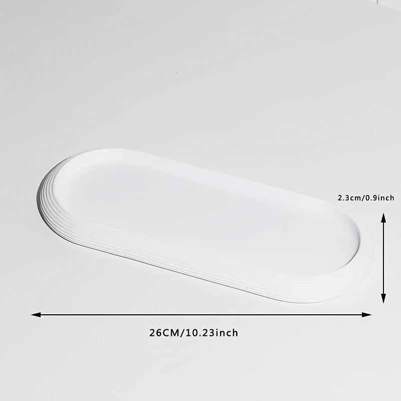 [Resin Art Tray] Elegant Resin Art Striped Bathroom Vanity Tray | Oval Design with Textured Surface, Bathroom Organizer, Neutral Tone Tray, Bathroom Decor And Accessories
