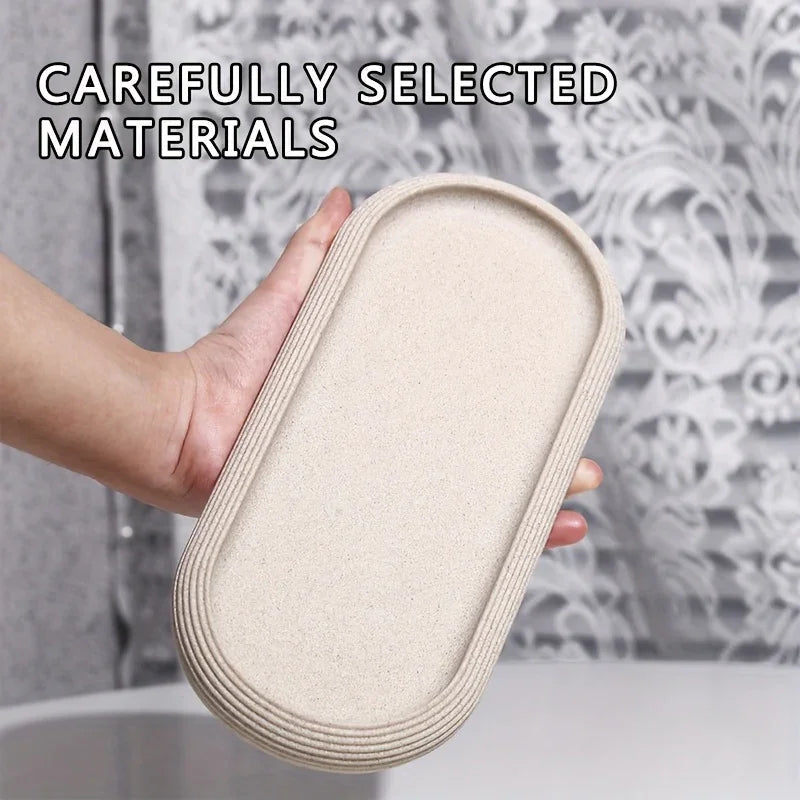 [Resin Art Tray] Elegant Resin Art Striped Bathroom Vanity Tray | Oval Design with Textured Surface, Bathroom Organizer, Neutral Tone Tray, Bathroom Decor And Accessories