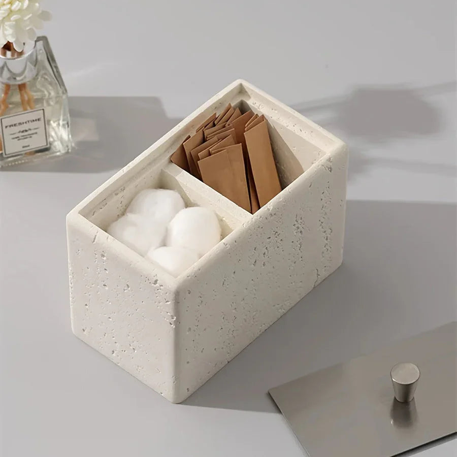 Resin Bathroom Containers with Lids Bathroom Organizer Storage Swabs Can Dental floss Can q-tip Storage Toothpick Holder Bathroom Canister Vanity Storage Jars Organizer for Swabs,Bath Salts Makeup Sponges Bath salt tank, Cani