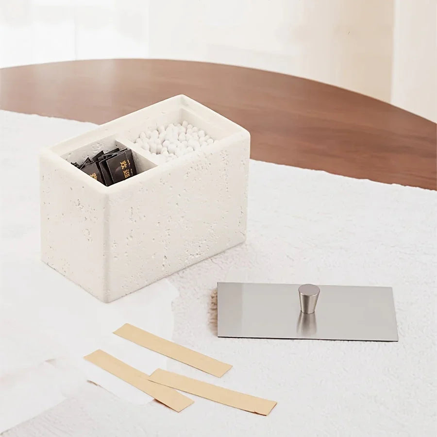 Resin Bathroom Containers with Lids Bathroom Organizer Storage Swabs Can Dental floss Can q-tip Storage Toothpick Holder Bathroom Canister Vanity Storage Jars Organizer for Swabs,Bath Salts Makeup Sponges Bath salt tank, Cani