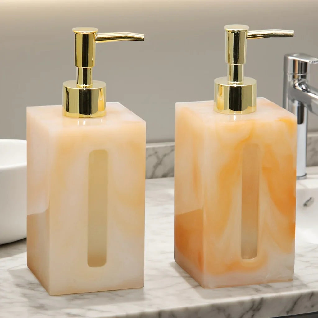 Resin Soap Dispenser, Freestanding Countertop Lotion Pump Bottle, Visible Capacity Liquid Hand Soap Dispenser, No Electricity Needed, for Bathroom, Kitchen, Laundry Room, Shampoo, Body Wash, Lotion