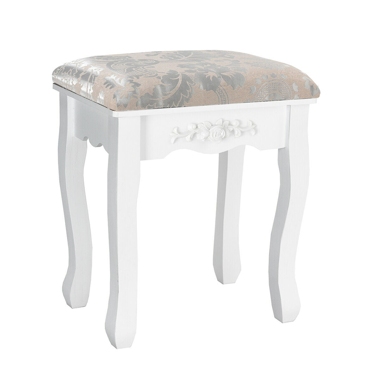 Vanity Table Set with Oval Mirror and 4 Drawers-White