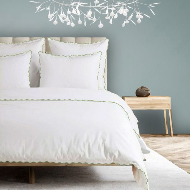 400TC Cotton Sateen Small Scallop Embroidery Duvet Cover Set