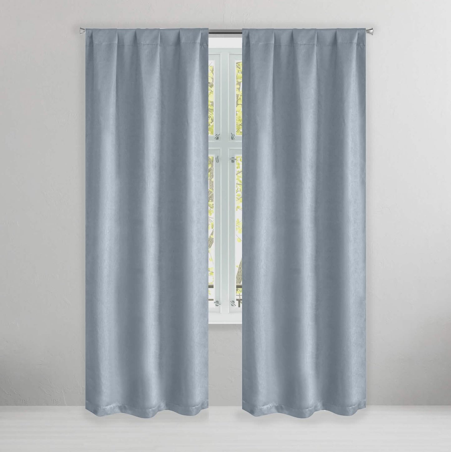 Set of 2: Brushed Textured Blackout Thermal Window Curtain Pair Panel