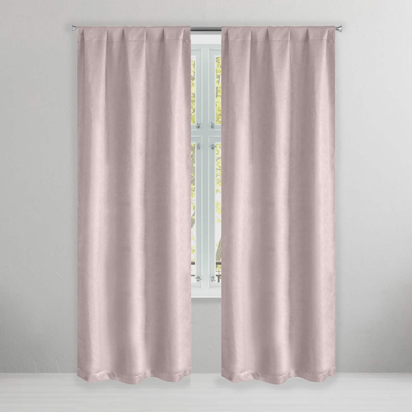 Set of 2: Brushed Textured Blackout Thermal Window Curtain Pair Panel
