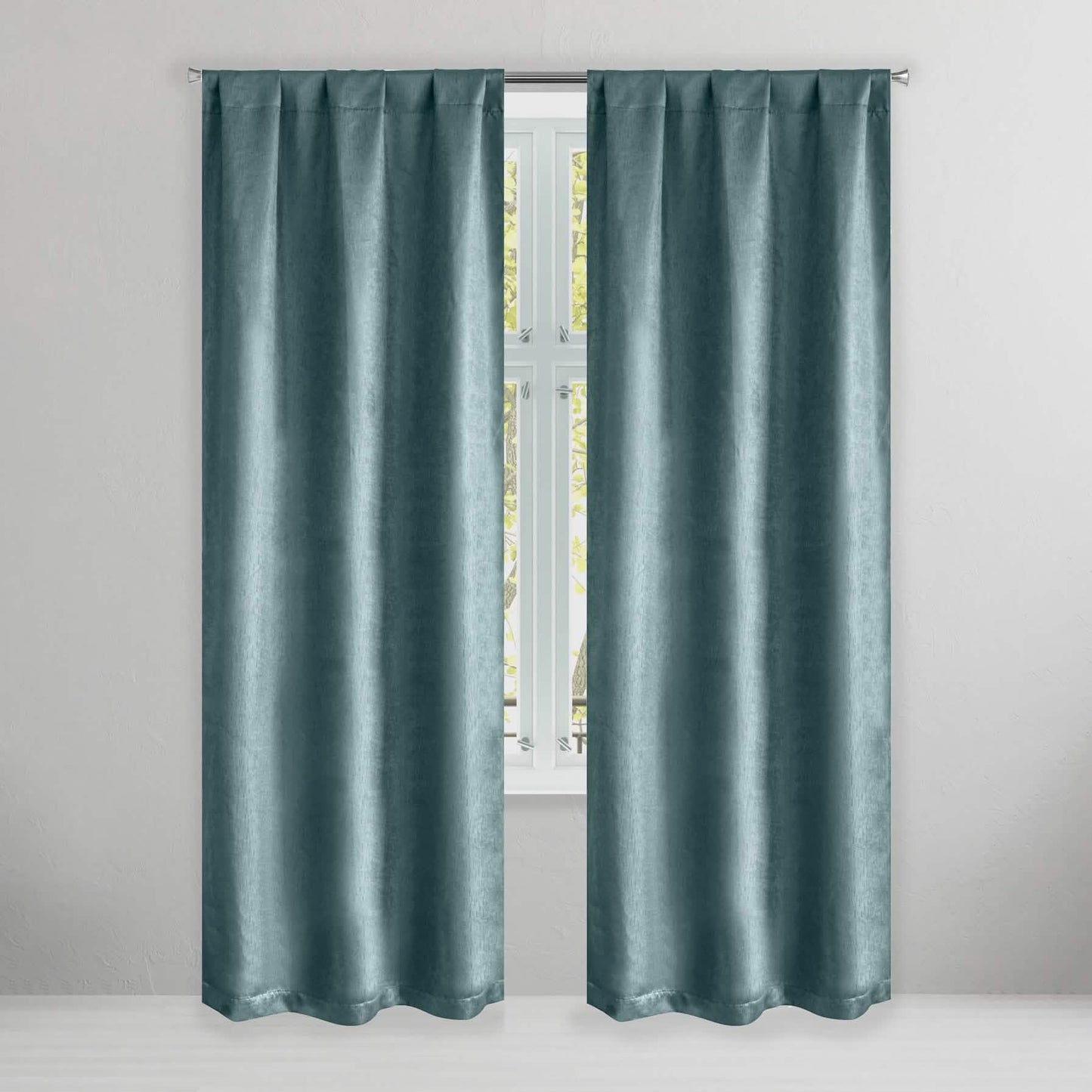 Set of 2: Brushed Textured Blackout Thermal Window Curtain Pair Panel