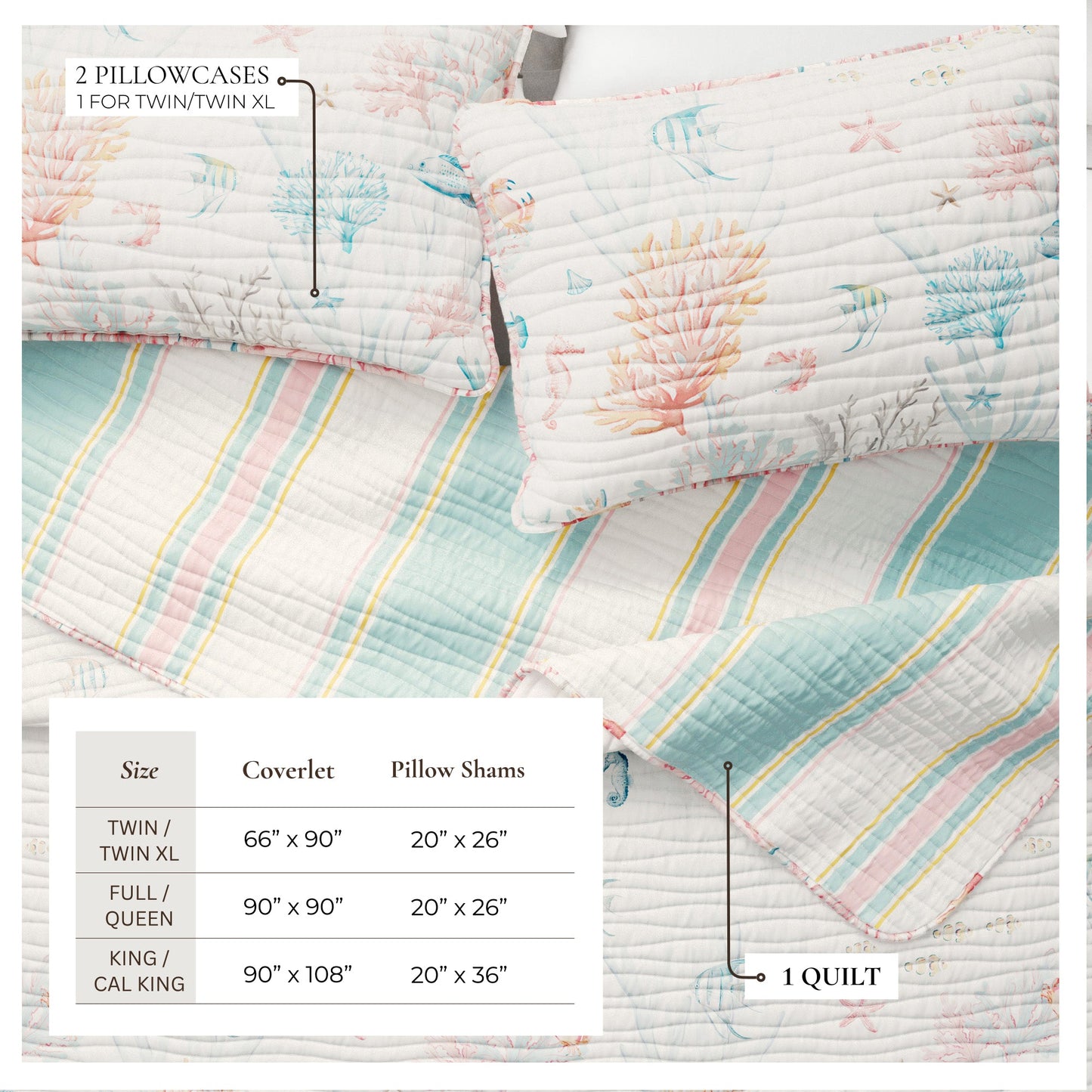 Coastal Coral Reef Quilt Set - Caymen Collection