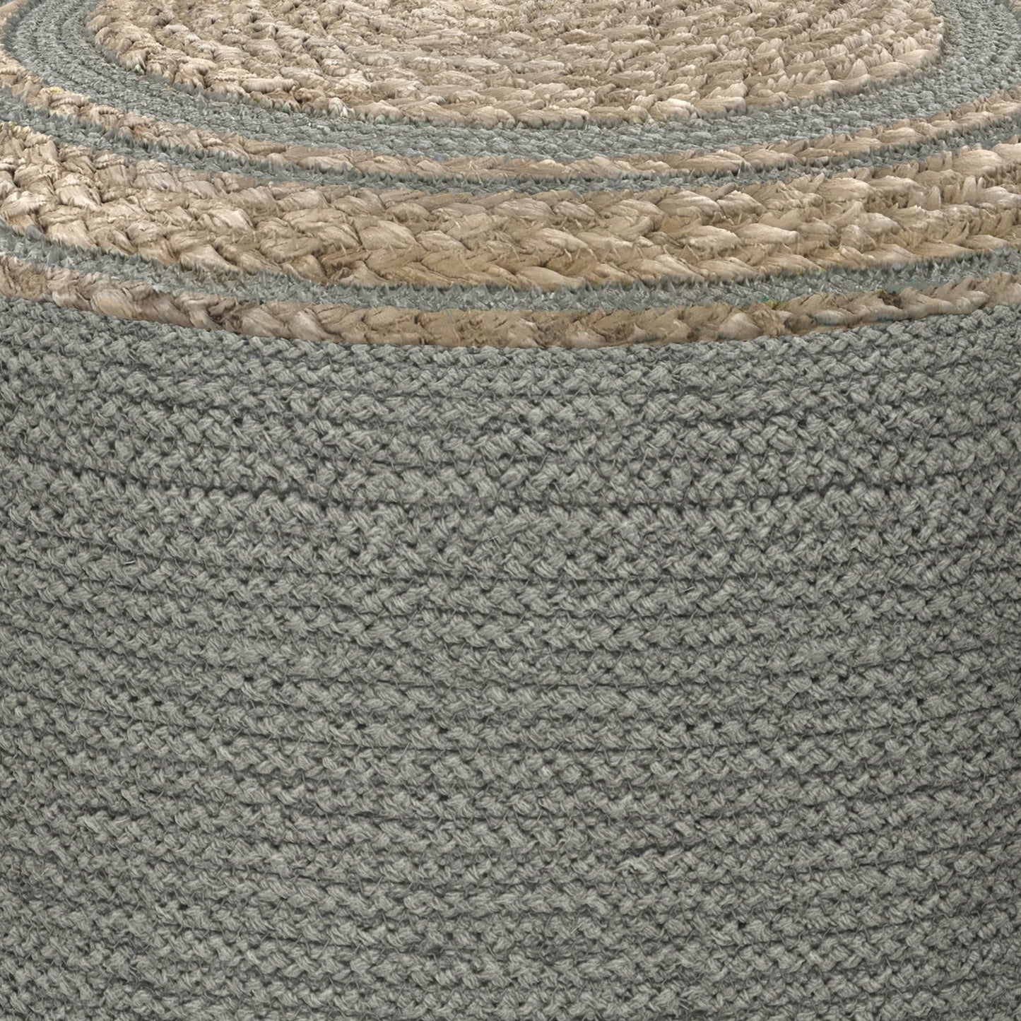 Serena - Round Braided Pouf - Dove