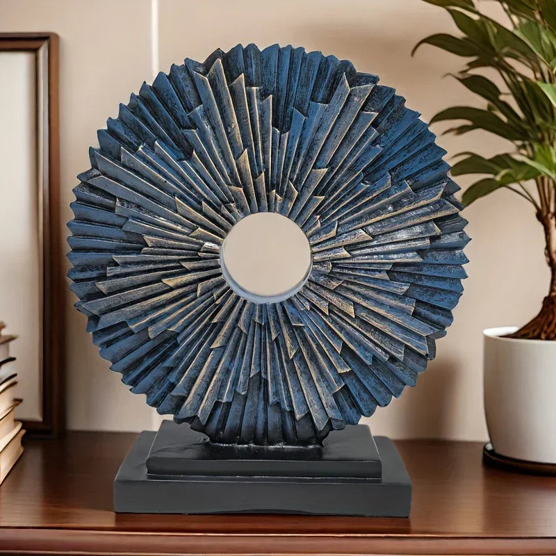 Abstract Sunburst Decorative Sculpture with Stand