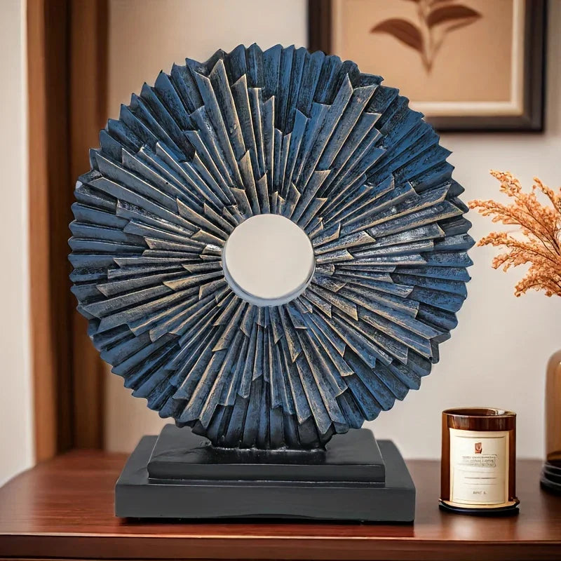 Abstract Sunburst Decorative Sculpture with Stand