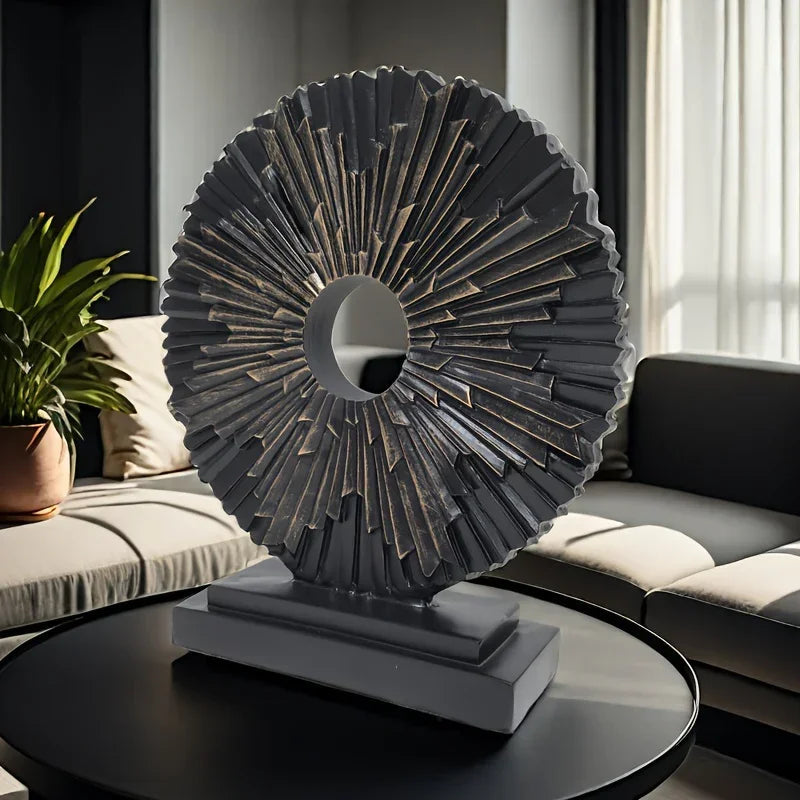 Abstract Sunburst Decorative Sculpture with Stand