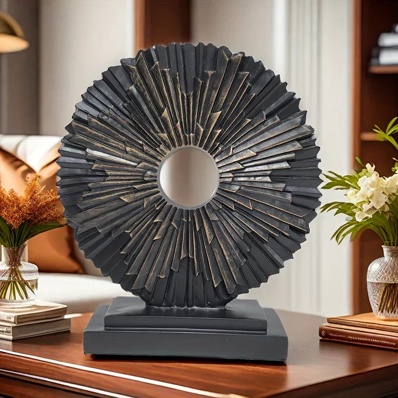 Abstract Sunburst Decorative Sculpture with Stand