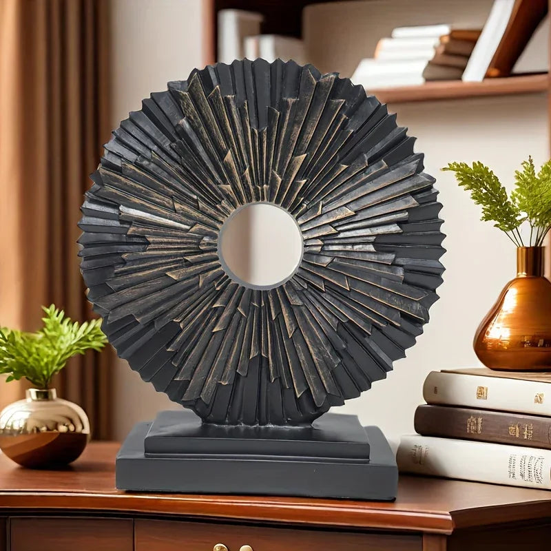 Abstract Sunburst Decorative Sculpture with Stand