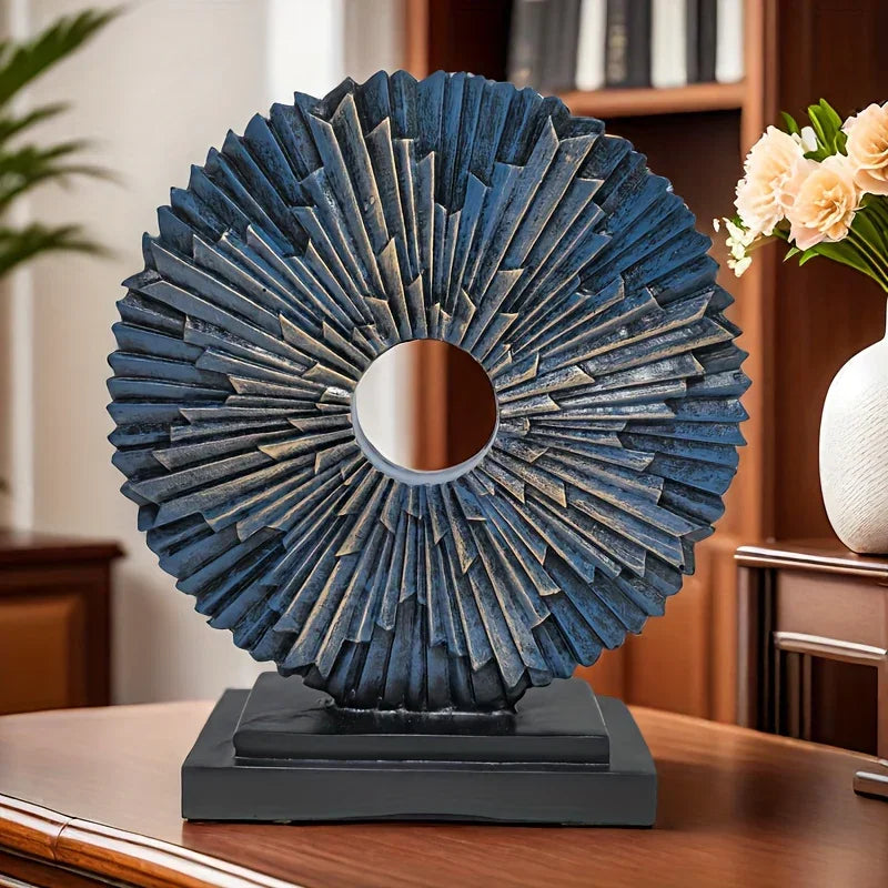 Abstract Sunburst Decorative Sculpture with Stand
