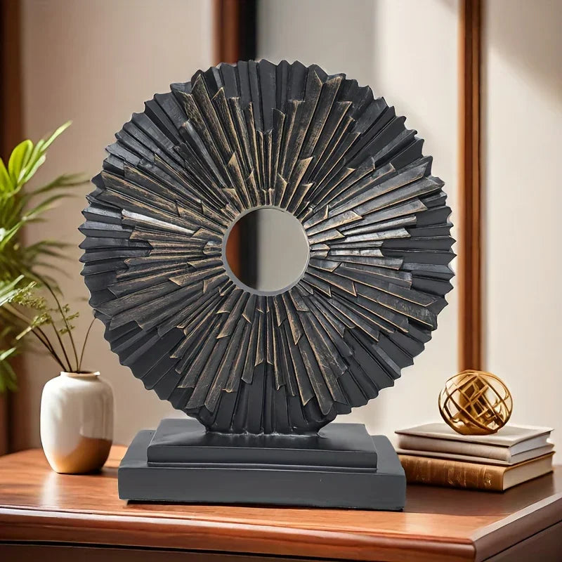 Abstract Sunburst Decorative Sculpture with Stand