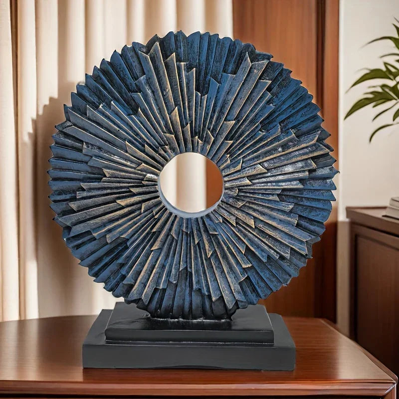 Abstract Sunburst Decorative Sculpture with Stand