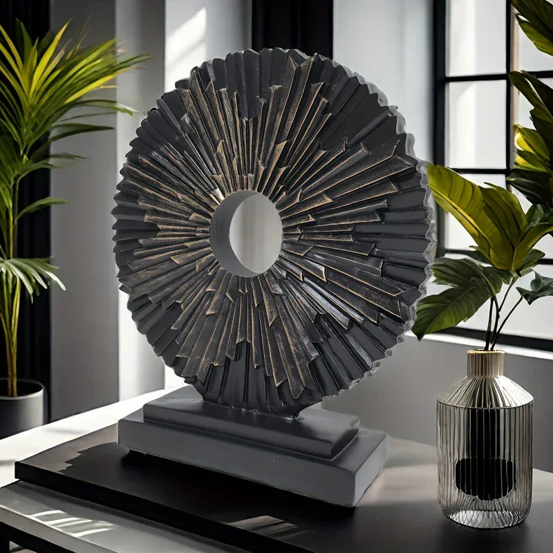 Abstract Sunburst Decorative Sculpture with Stand