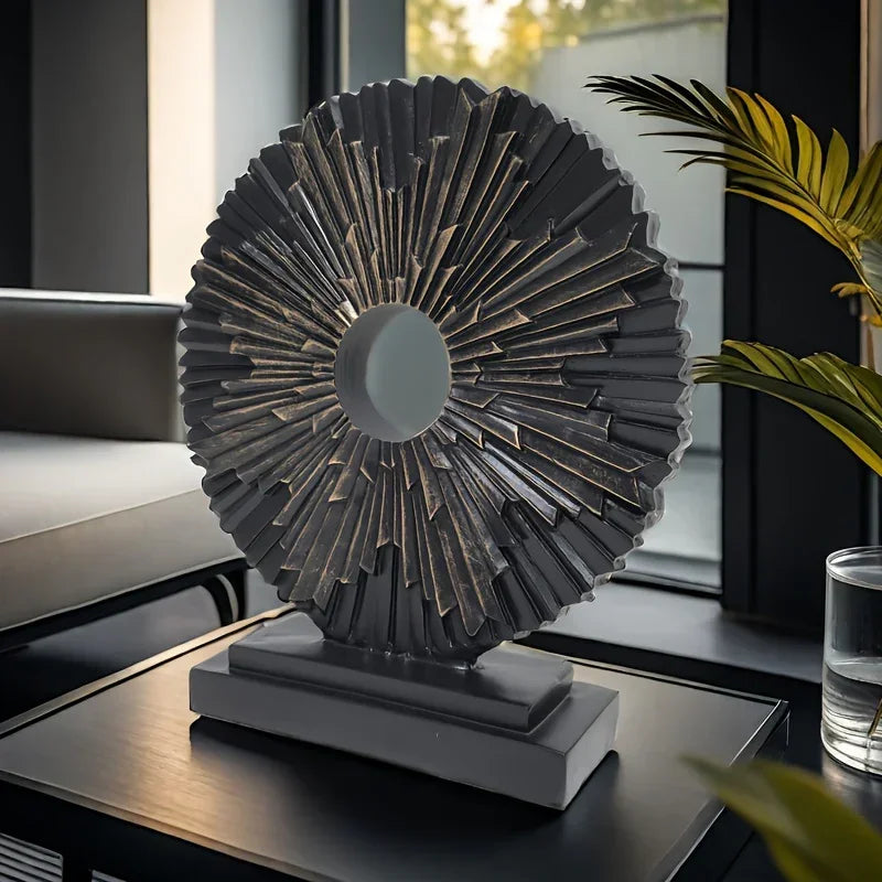Abstract Sunburst Decorative Sculpture with Stand