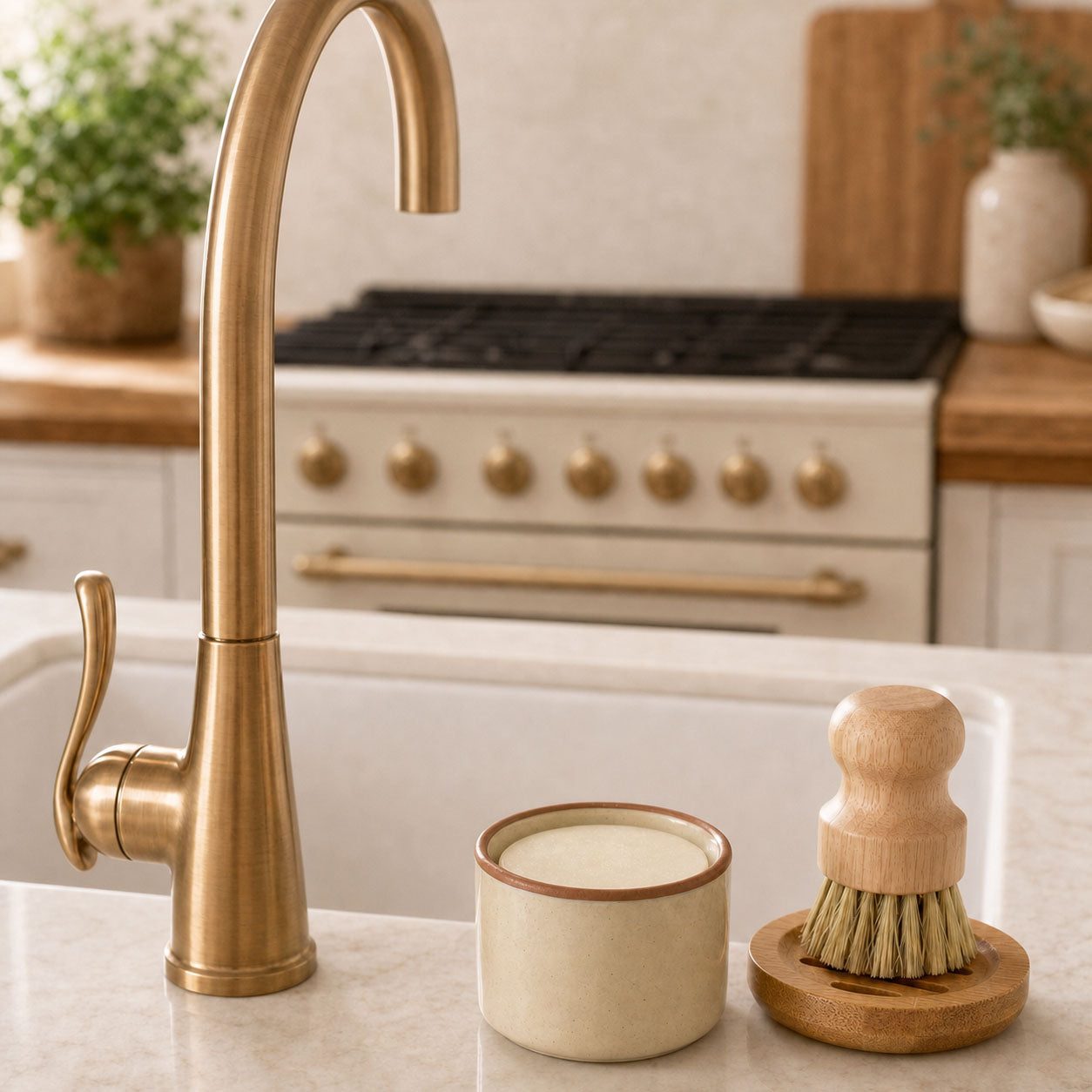 Solid Dish Soap Jar & Brush
