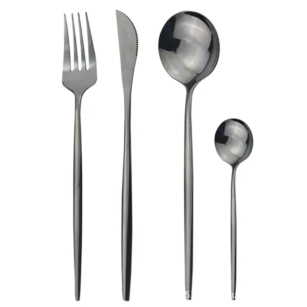 Modern Gold Polished Stainless Steel Flatware Set