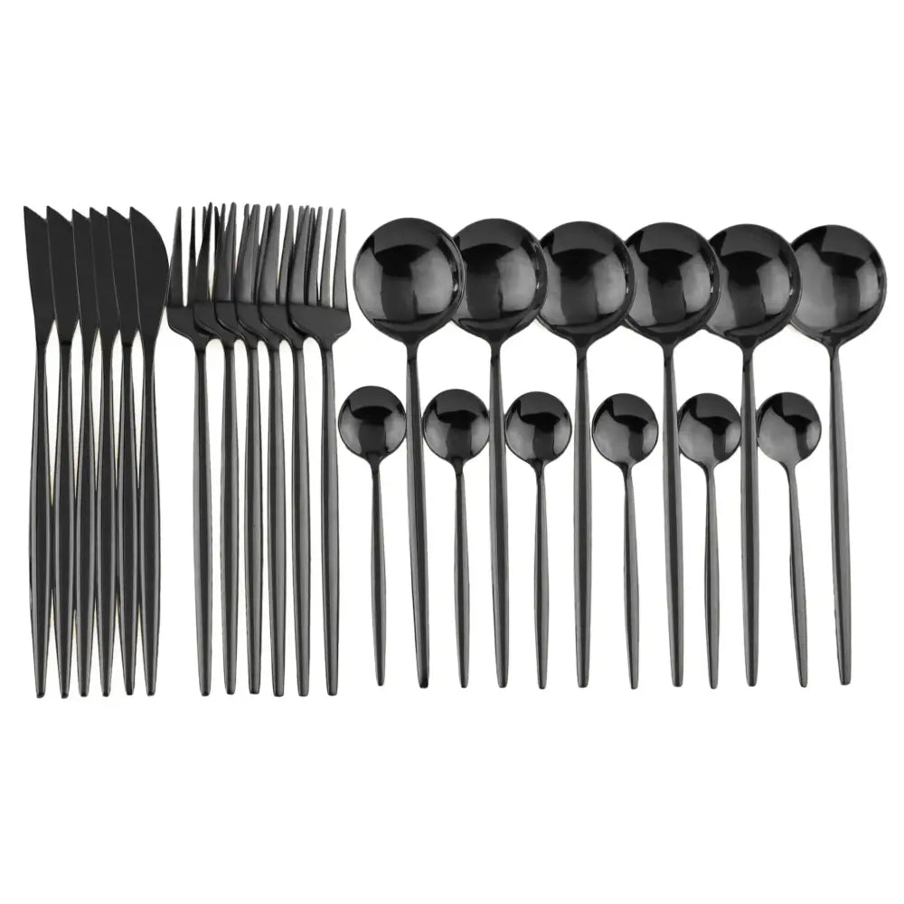 Modern Gold Polished Stainless Steel Flatware Set