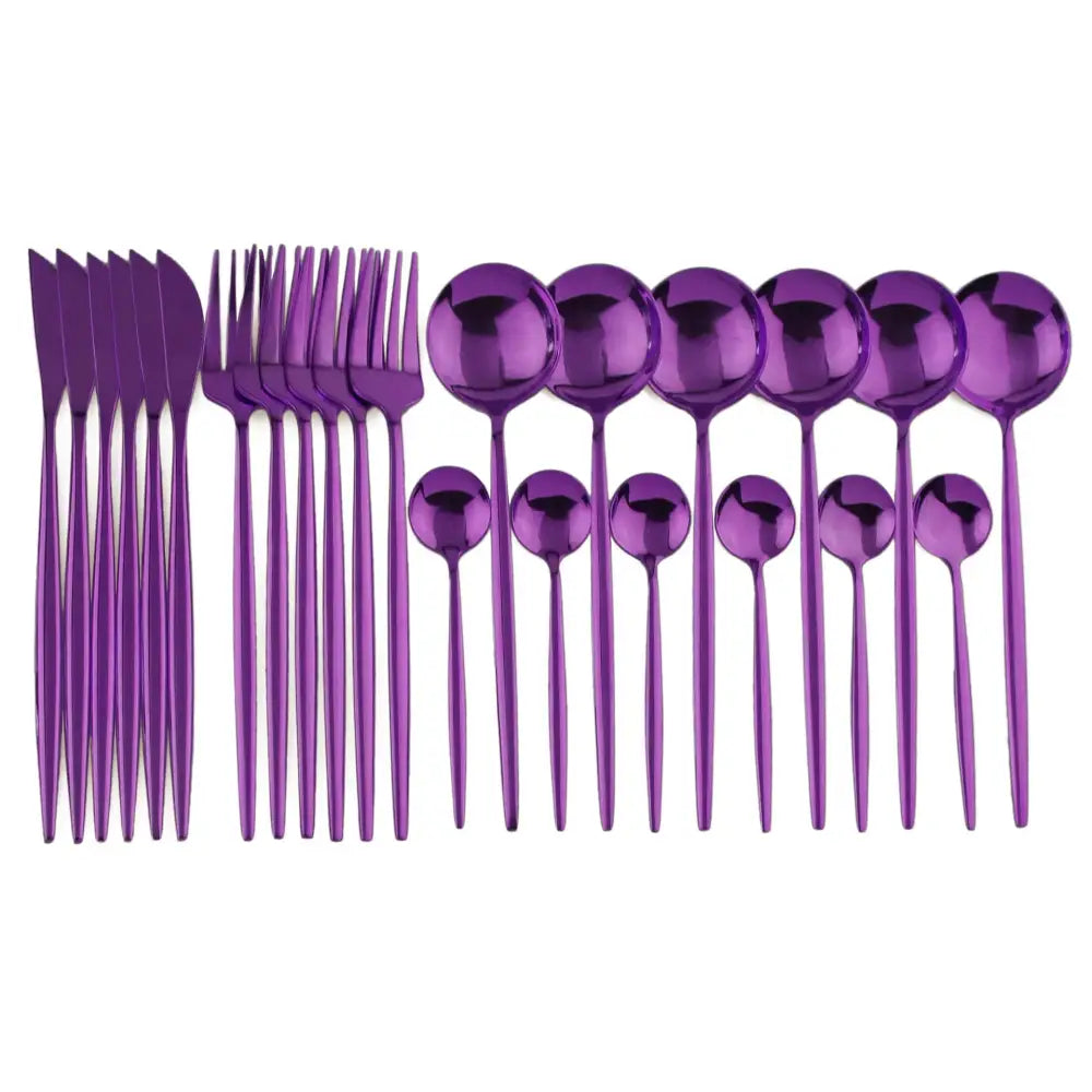 Modern Gold Polished Stainless Steel Flatware Set