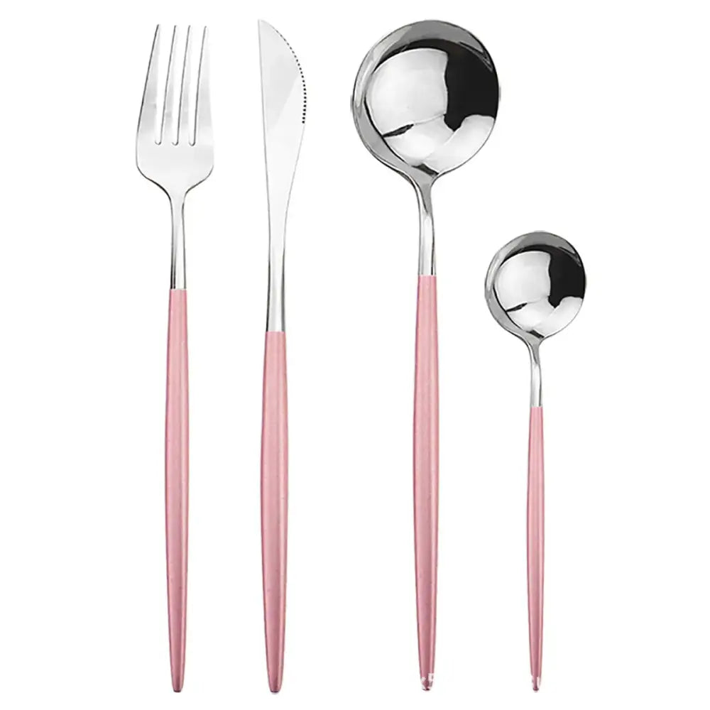 Modern Gold Polished Stainless Steel Flatware Set