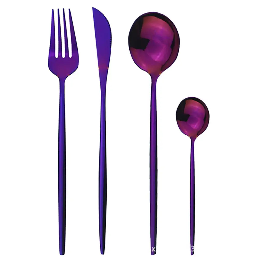 Modern Gold Polished Stainless Steel Flatware Set