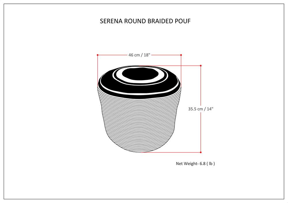 Serena - Round Braided Pouf - Dove