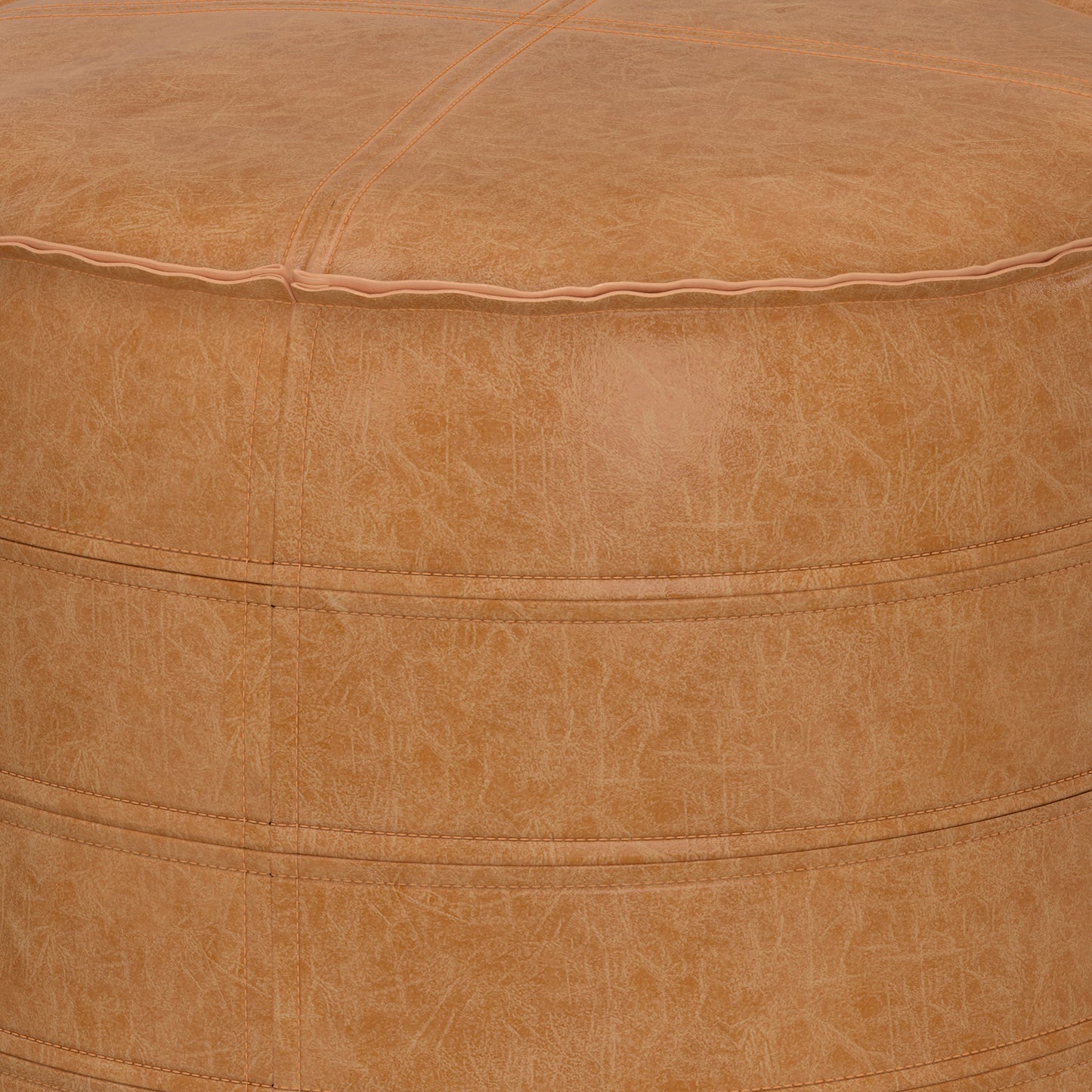 Brody 20 Inch Wide Round Pouf in Distressed